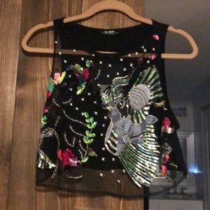 Zara cropped sequin top